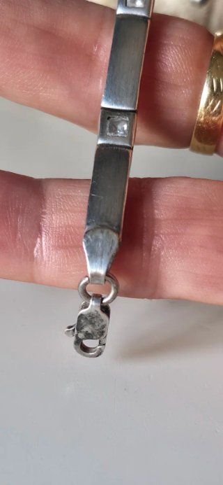 Preciosa pulsera años 80 plata mate combinada
