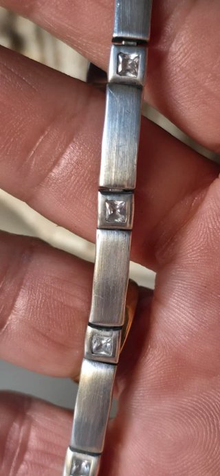 Preciosa pulsera años 80 plata mate combinada