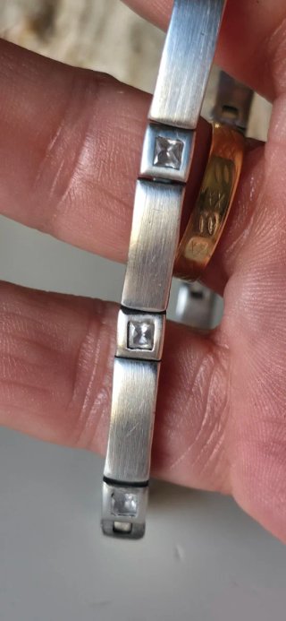 Preciosa pulsera años 80 plata mate combinada