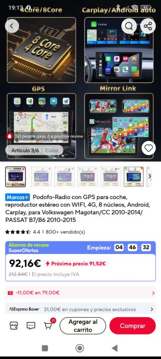 Pantalla Volkswagen Passat B7/B6 2010-2015