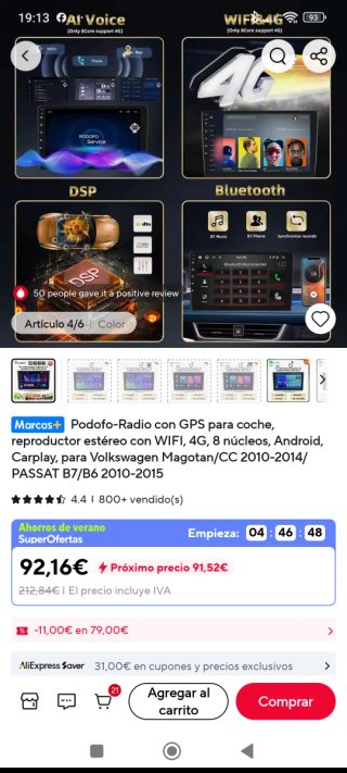Pantalla Volkswagen Passat B7/B6 2010-2015