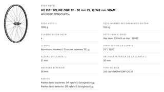 DT Swiss HX1501 29" XD trasera nueva con garantía