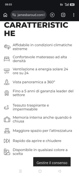 Tenda da tetto James Baroud Grand Raid M
