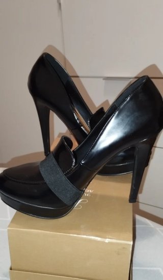 Zapatos de tacón mocasín negros