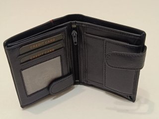 Billetera Piel Auténtica Monedero Hombre Azul