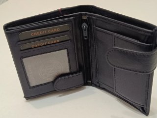 Billetera Piel Auténtica Monedero Hombre Azul