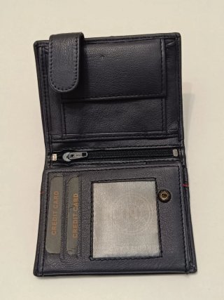 Billetera Piel Auténtica Monedero Hombre Azul
