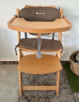 Trona Bebe Madera y Textil Marrón