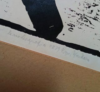 Linoleografia Enzo Mandara firmata con passepartou