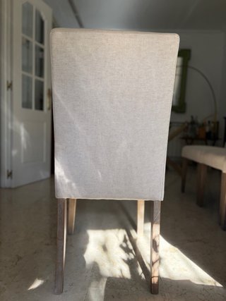 Juego 4 Sillas Comedor Tela y Madera Beige