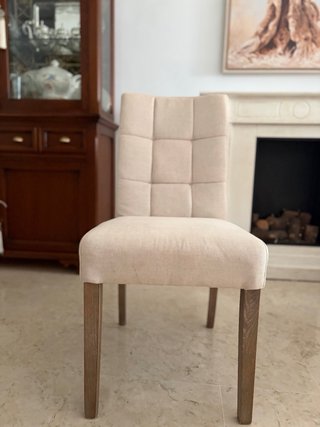 Juego 4 Sillas Comedor Tela y Madera Beige