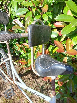 Bicicleta tándem blanca Leiva Ventaven persona