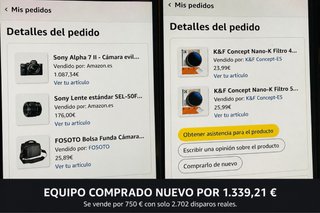 Sony Alpha 7 II Cámara+ 2objetivos+ 2filtrosUV K&F