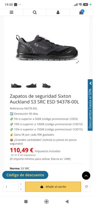 Zapatillas de seguridad Sixton Peak Auckland.