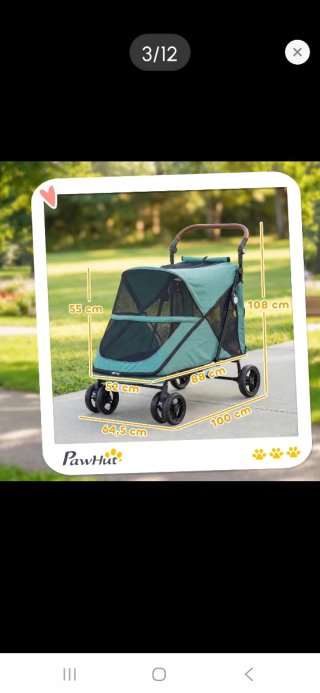 Cochecito para perros teal y negro