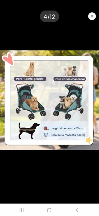 Cochecito para perros teal y negro