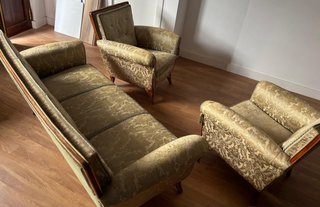 Tresillo Luis XV: Sofá ( 3 plazas ) y 2 Sillones