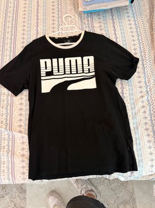 Camiseta Puma Negra Logo Blanco