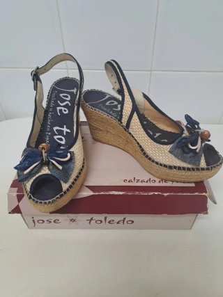 Alpargatas Jose Toledo Esparto Beige y Azul
