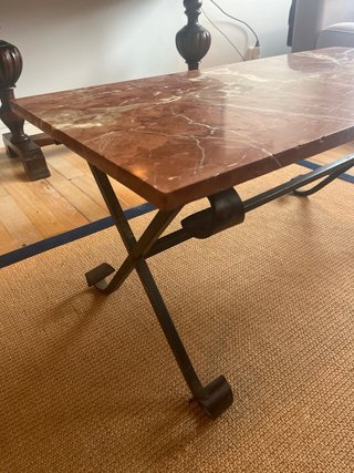 Mesa centro mármol y hierro forjado