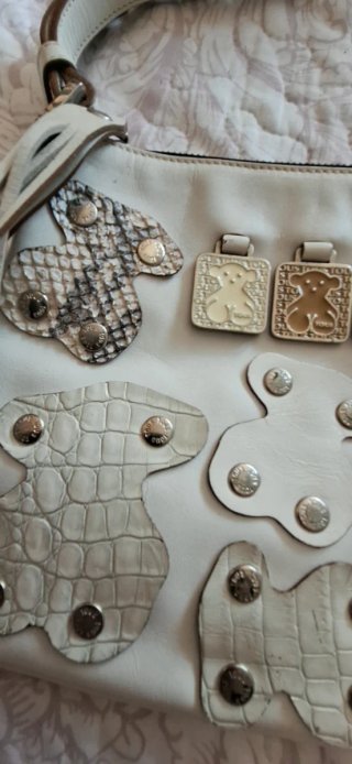 Bolso Tous de piel Vintage blanco y decorado