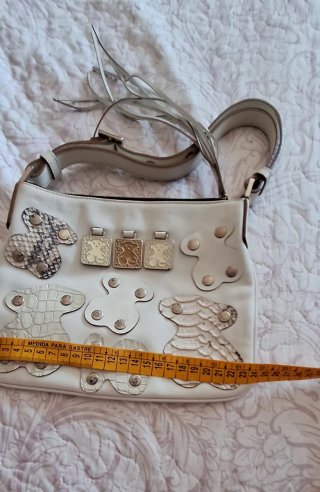 Bolso Tous de piel Vintage blanco y decorado