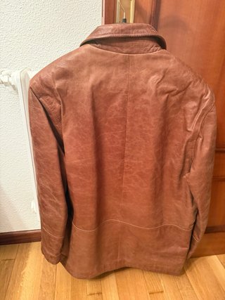 Cazadora de piel hombre marrón