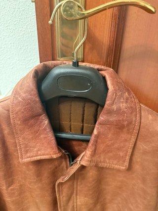 Cazadora de piel hombre marrón