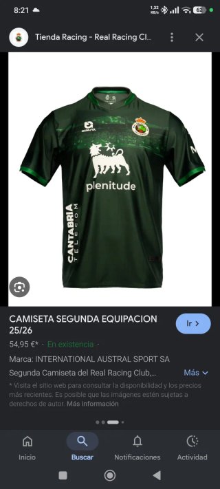 Camiseta Racing Segunda Equipación 25/26