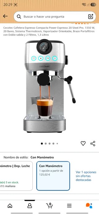 Cafetera Cecotec power Espresso 20 bares
