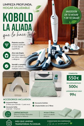 Aspiradora Kobold con Accesorios y Limpiacristales
