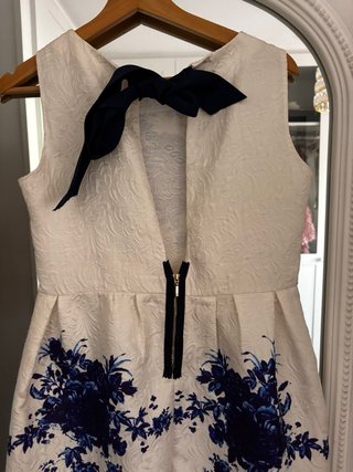 Vestido Jaquard Beige y Azul