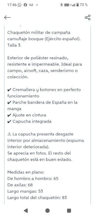 Chaquetón militar camuflaje