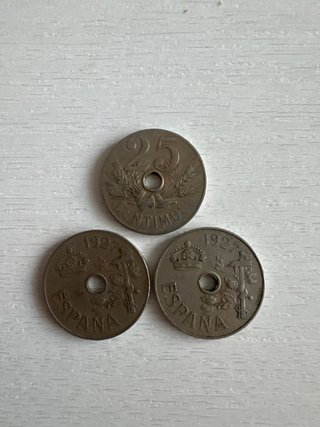 3 Monedas 25 cts 1927 España