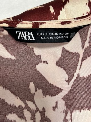 Vestido Zara estampado teja y beige T.XS