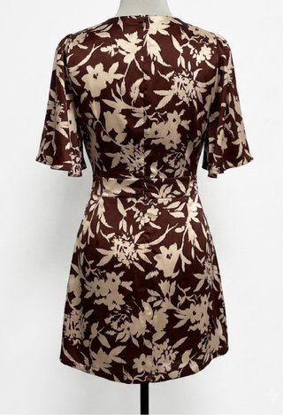Vestido Zara estampado teja y beige T.XS