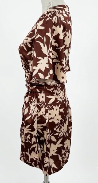 Vestido Zara estampado teja y beige T.XS