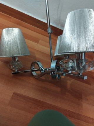Lámpara de techo 3 brazos metal y tela