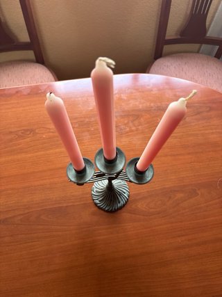 Candelabro musical 3 velas rosas
