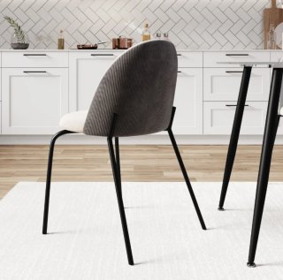 Set 4 Sedie Velluto Grigio/Beige