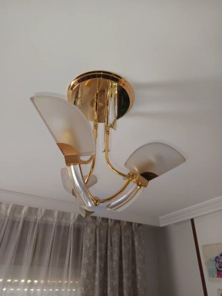 Lámpara Techo Clásica Cristal Dorada