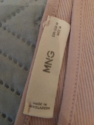 Camiseta canalé rosa palo Mango Talla M