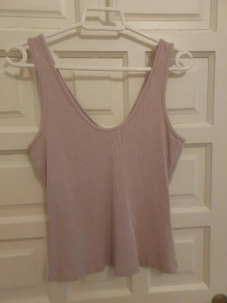 Camiseta canalé rosa palo Mango Talla M