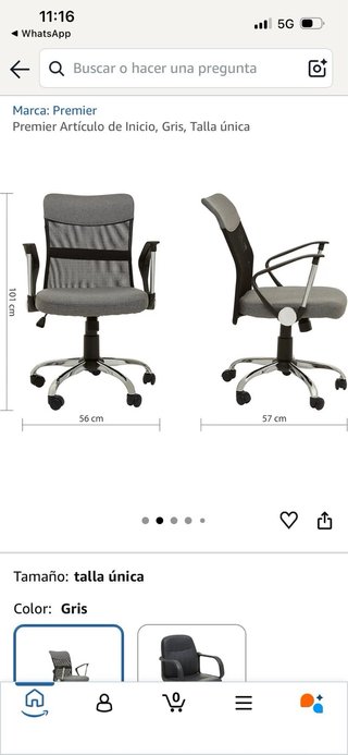 Silla de oficina ergonómica gris