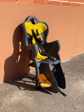 Asiento bici niño gris y amarillo