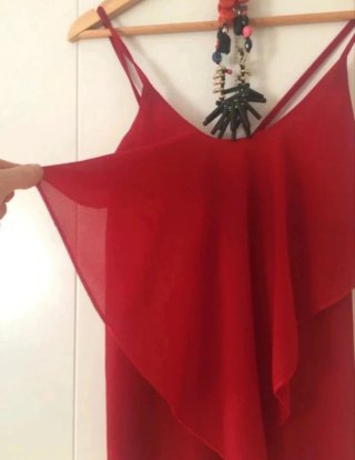 Blusa Boho Chiffon Roja Talla S comprada en Ibiza