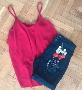 Blusa Boho Chiffon Roja Talla S comprada en Ibiza