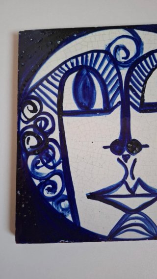 Azulejo Cerámica Mid-Century Cara Azul
