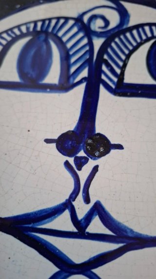 Azulejo Cerámica Mid-Century Cara Azul