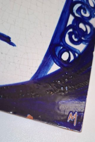 Azulejo Cerámica Mid-Century Cara Azul